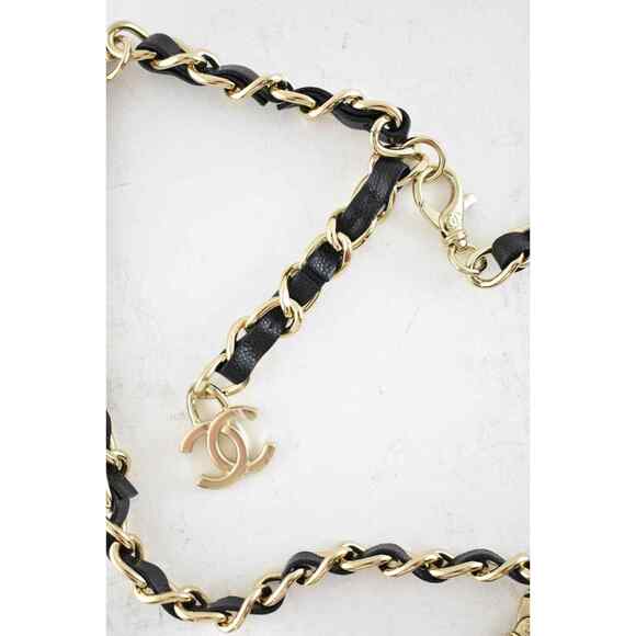 Chanel 21B Black Caviar Mini Chain Classic Gold Card Belt Waist Necklace Bag - Picture 8 of 12